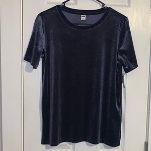 Blue Velvet Scoop-Neck Blouse